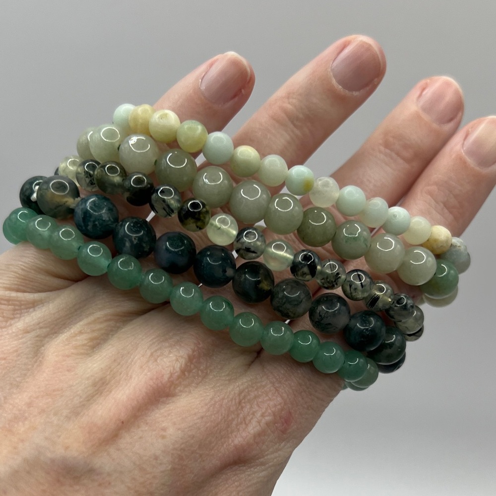 NWOT Green Crystal Bracelet Set of Five